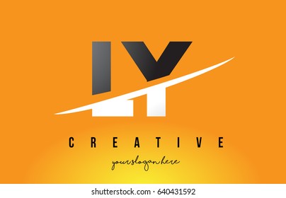 LY L Y Letter Modern Logo Design with Swoosh Cutting the Middle Letters and Yellow Background.