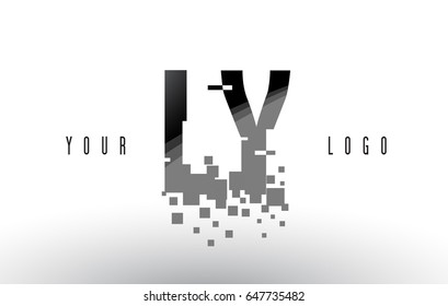 LY L Y Pixel Letter Logo with Digital Shattered Black Squares. Creative Letters Vector Illustration.