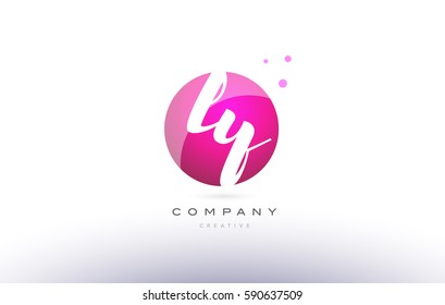 ly l y  sphere pink 3d alphabet company letter combination logo hand writting written design vector icon template 