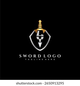 LY carta monograma de luxo para escudo e espada estilo imagem