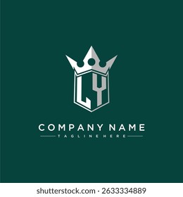 Logotipo inicial do monograma da letra LY para design de escudo e coroa