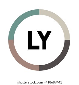 LY letters, four colors in abstract background logo, design identity in circle, alphabet letter