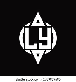 Logotipo LY con círculo redondeado combinando la plantilla de diseño de triángulo superior e inferior