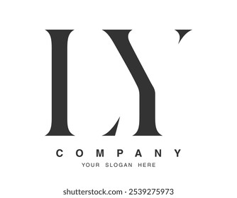 LY Logo Design. Anfangsbuchstabe L und Serifenschrift. Kreative klassische Firmenname Typografie. Trendy Logotype oder Identität. Vektorgrafik.