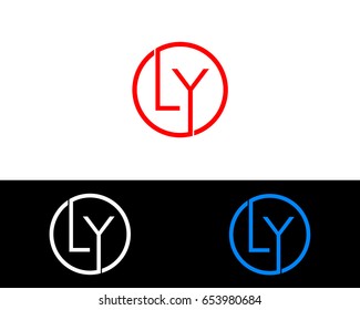 Ly Logo. Letter Design Vector with Red and Black Silver, Gold Colors
