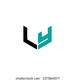 LY Logo Letter Initial With Black and Aqua Colors