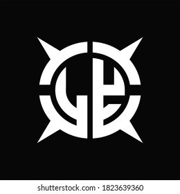 LY Logo monogram with four pieces circle slice design template on Black Background