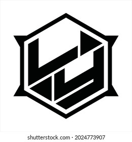 LY Logo monogram with hexagon and sharp shape design template