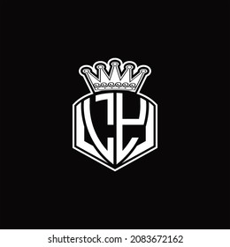 LY Logo monogram with luxury emblem shape and crown design template on black background