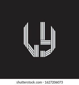 LY Logo monogram with outline style linked isolated on black background