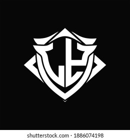 LY Logo monogram with shield and horn shape design template ON black background