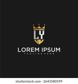 LY carta de luxo monograma para coroa e escudo logotipo design