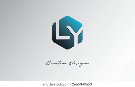 Símbolo de espaço negativo abstrato de forma de polígono mínimo da LY para uso da marca"