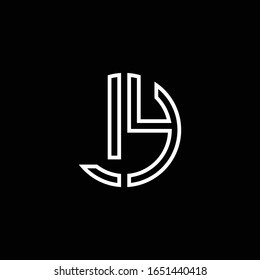 LY monogram logo circle ribbon style outline design template