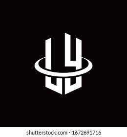 Logotipo de monograma en forma de hexágono y rodeado de un anillo