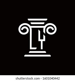 LY monogram logo with pillar style design template