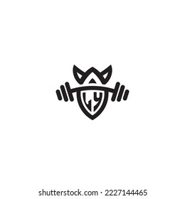 LY simple line fitness gym concept in high quality professional design that will print well across any print media