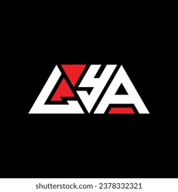 LYA triangle letter logo design with triangle shape. LYA triangle logo design monogram. LYA triangle vector logo template with red color. LYA triangular logo Simple, Elegant, and Luxurious design.