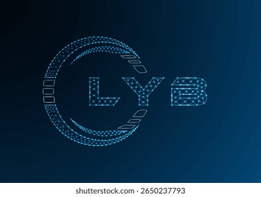LYB Low-Poly-Buchstaben-Logo, Vektordesign. LYB unteren Poly-Logo-Design. Low-Poly-Logo