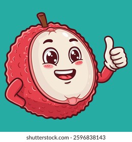 lychee character making a thumbs vector illustration with white background 
