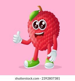 lychee character making a thumbs-up sign. Perfect for kids, merchandise and sticker, banner promotion
