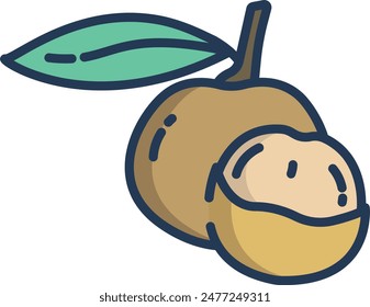 Lychee cut linear color vector illustration