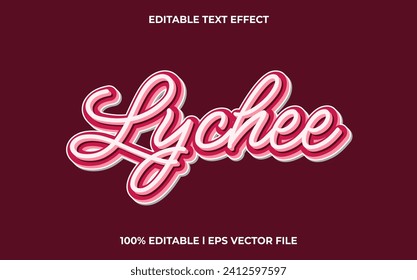 Lychee editable font. typography template text effect. lettering vector illustration logo