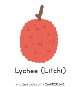 Lychee flat vector illustration. Lychee or Litchi cartoon clipart style isolated on white background. Tropical and Exotic fruit concept