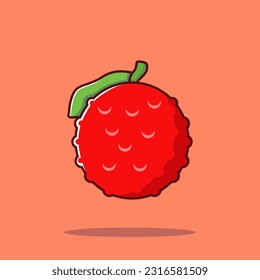 Lychee Fruit Cartoon Vector Icon Illustration. Food Nature Icon Concept Isolated Premium Vector