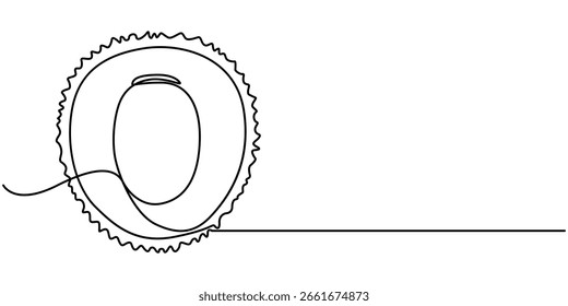  lychee fruit continuous one line drawing, Fresh summer fruitage concept for fruit garden icon. Modern one line draw design vector graphic illustration.