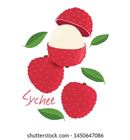 Lychee, fruit doodle drawings vector illustration.