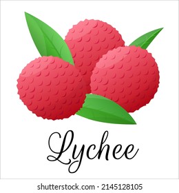 Lychee-Fruchtzeichnungen. Sommer tropische und vegetarische Nahrung für gesunden Lebensstil. asiatische Früchte für Saft. Diätgemüse. Stock-Vektorgrafik. Cartoon flach Symbol. Einzeln auf weißem Hintergrund