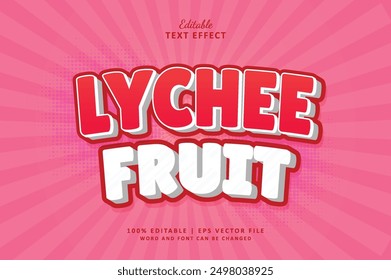 Lychee Fruit Editable Text Effect 3d Template suitable for fresh fruit theme business brand and logo