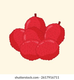 Lychee fruit flat design cartoon icon illustration
