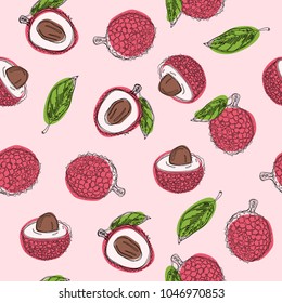 Color gráfico de frutas lisas, patrón transparente. Ilustración vectorial de línea continua dibujada a mano. 