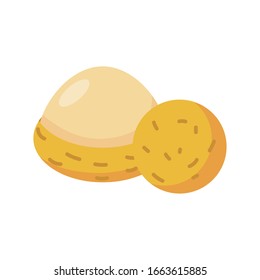lychee fruit icon over white background, flat detail style, vector illustration