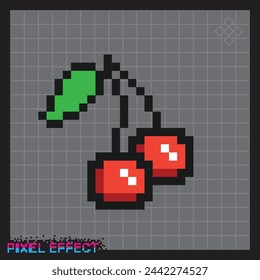 lychee fruit icon in pixel style