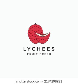 Lychee fruit logo icon design template vector illustration