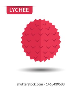 Lychee, fruit on white background. Flat design style. vector illustration.