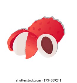 Frutos liqués en un fondo blanco. Fruta exótica. Ilustración del vector