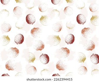 Lychee fruit pattern colorful vintage vector