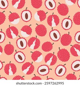 lychee fruit seamless pattern for cover background,fabric,wrapping,wallpaper,etc