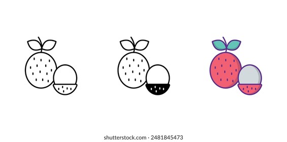 Lychee icon design with white background stock illustration