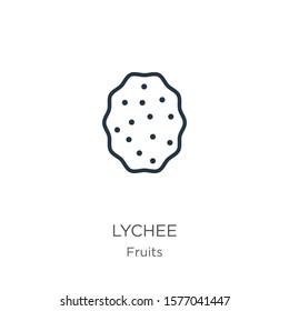 Lychee icon. Thin linear lychee outline icon isolated on white background from fruits collection. Line vector sign, symbol for web and mobile