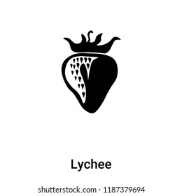 Lychee icon vector isolated on white background, logo concept of Lychee sign on transparent background, filled black symbol