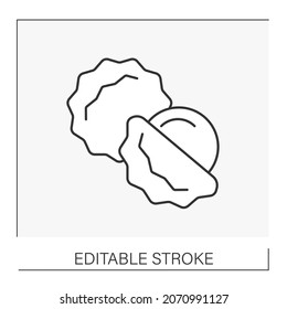  Lychee line icon. Sweet tropical dish with white scented flesh, a large central stone, and thin rough skin. Fruit concept. Isolated vector illustration. Editable stroke