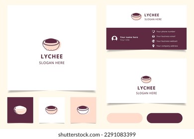 Lychee logo design with editable slogan. Branding book and business card template.