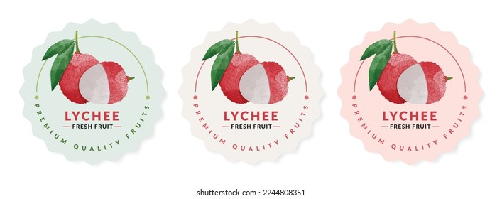 Lychee packaging design templates, watercolour style vector illustration.