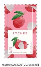 Lychee packaging design templates, watercolour style vector illustration.
