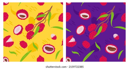 Lychee Seamless pattern cartoon flat trendy